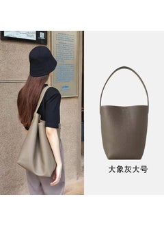 The Row Leather Bucket Bag New Large CapacityElephant gray large first layer cowhide can hold 14-inch laptop Elephant gray large first layer cowhide can hold 14-inch laptop