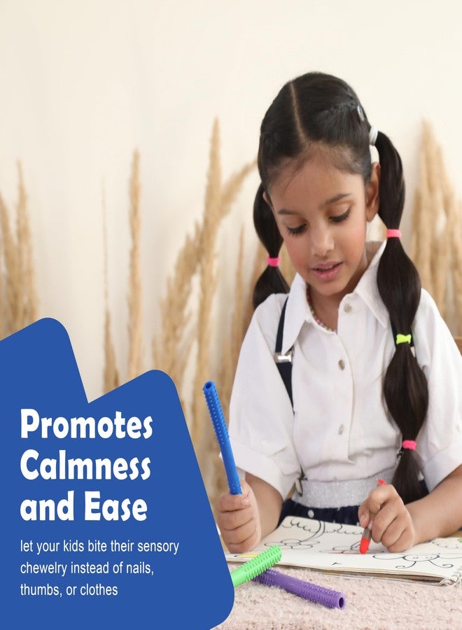 أنبوب مضغ حسي من أبلي، أداة مساعدة حركية فموية ذات ملمس مميز، غير سامة، أداة لتطوير النطق، تنمي مهارات العض لدى الطفل بأمان، عبوة من قطعتين (أرجواني وأخضر) - Image 5