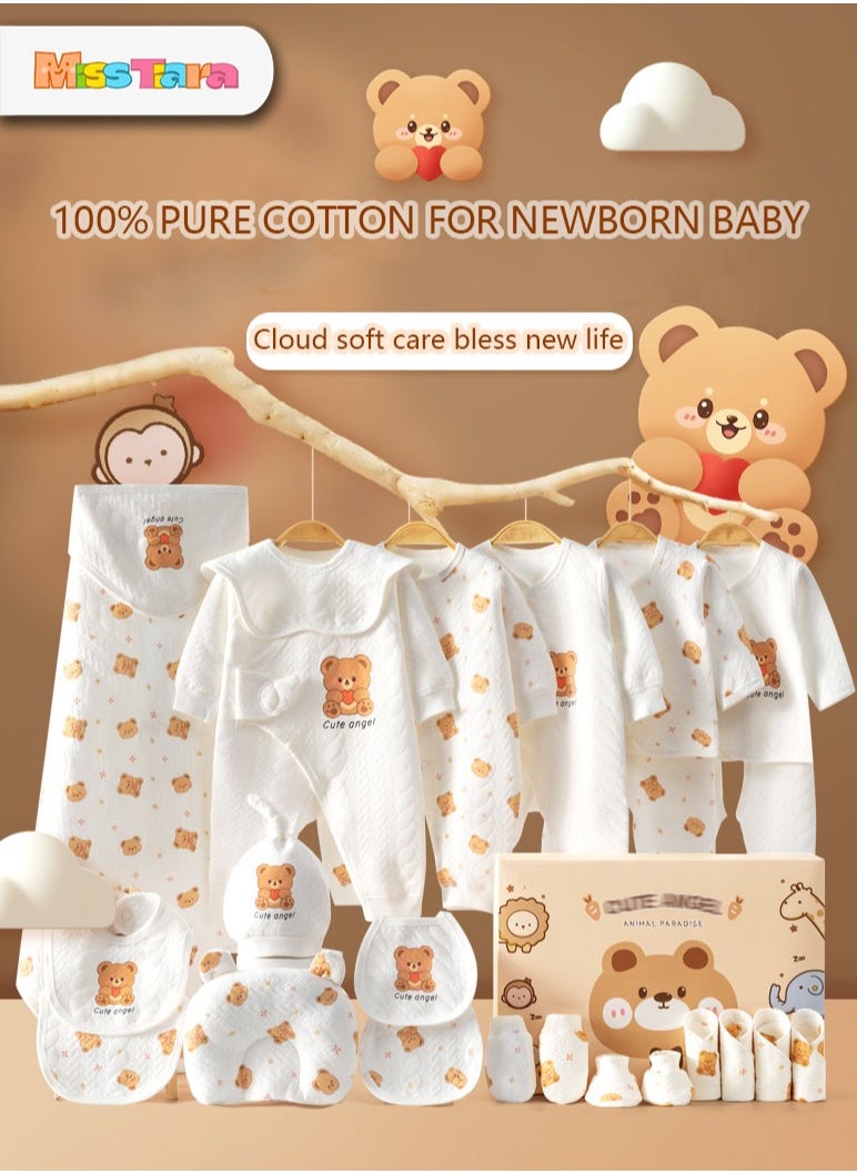MissTiara Newborn Baby Gifts Set, 25-Piece Newborn Layette Gifts Set Baby Girl Boys Gifts Premium Cotton Baby Clothes Accessories Set Fits Newborn to 6 Months  - Image 1
