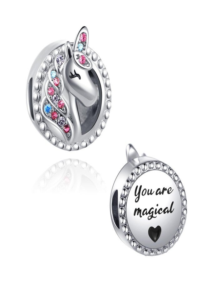 MiiFort Inspirational Quote You Are Magical Colorful Unicorn Bead Charm Compatible with Pandora Charms Bracelets - Image 1