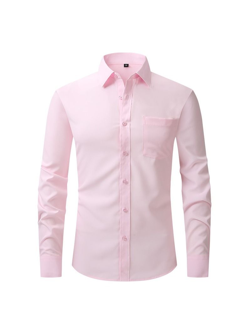 NIBEMINENT Thin Long Sleeved Slim Fitting Solid Color Men's Shirt - Image 1