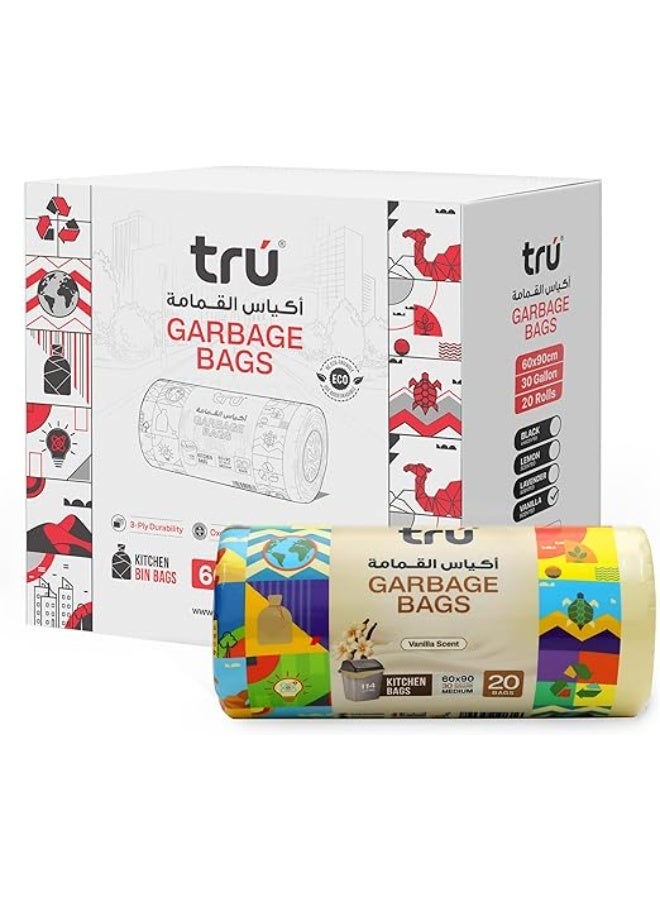 tru Vanilla Fragrance Garbage Bag on Roll 60X90 cm 20 pcs x 20 rolls per Ctn - Image 1