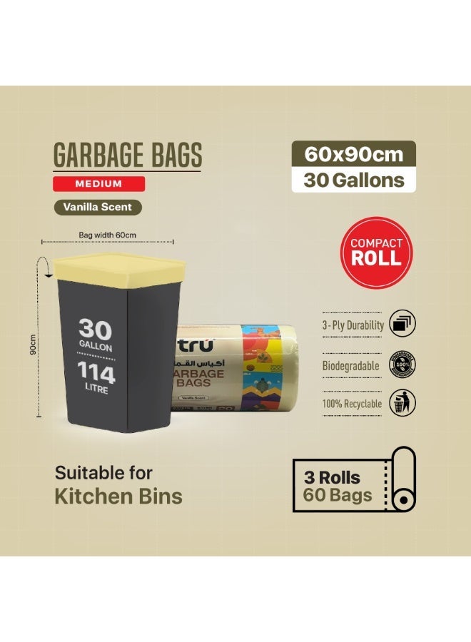 tru Vanilla Fragrance Garbage Bag on Roll 60X90 cm 20 pcs x 20 rolls per Ctn - Image 2