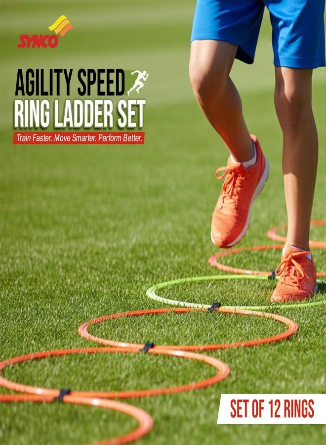 SYNCO Plastic Agility Speed 18" Ring Ladder Set - Footwork Training (Fitness Equipment for Sports, Home Workout, Gym) for Both Kids and Adults | Set of 12 Rings with Bag (Multicolour) - Image 2
