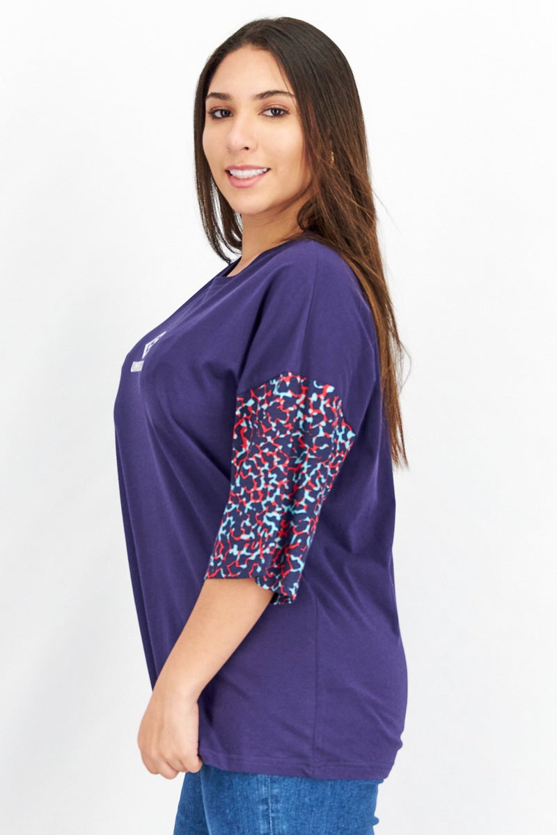 umbro Women Crew Neck Short Sleeves Brand Logo Tee, Navy - Image 2