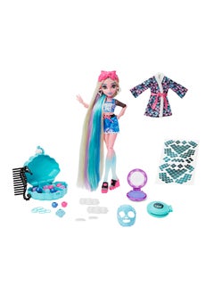 MONSTER HIGH Doll, Lagoona Blue Spa Day with Wear & Share Accessories Including Hairstyling Clips, Hair Chalk & Tattoos  - Image 1