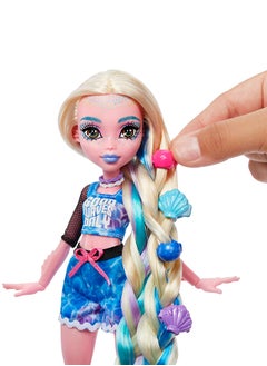 MONSTER HIGH Doll, Lagoona Blue Spa Day with Wear & Share Accessories Including Hairstyling Clips, Hair Chalk & Tattoos  - Image 4