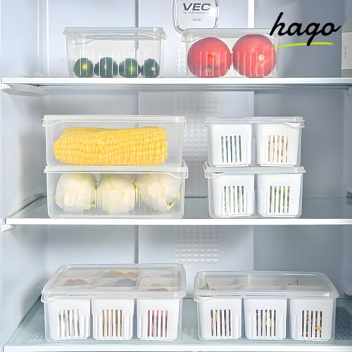 hago Refrigerator Organizer Container with 6 Grid Compartments | 1200 ML Fridge Storage Box for Vegetables & Fruits | BPA-Free Kitchen Storage Container for Fridge Organisation - Image 4