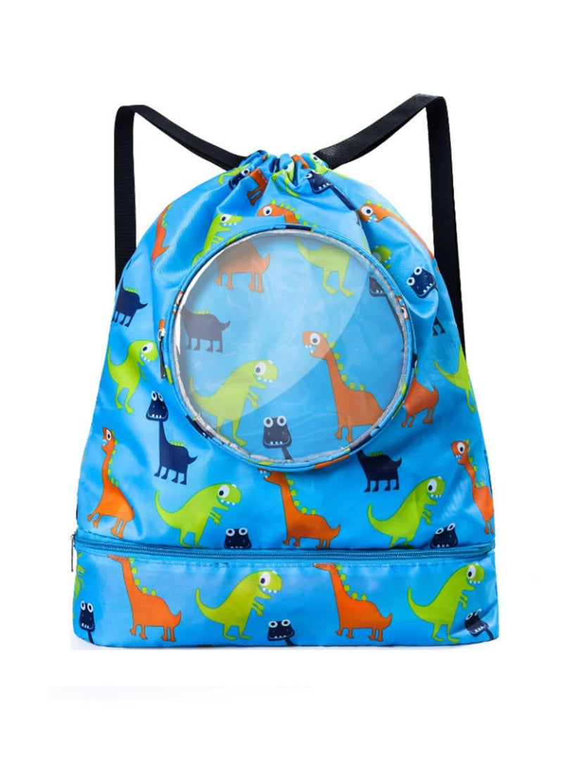CMGTYYD Children's Swimming Bag, Durable Swimming Drawstring Backpack, Dry Wet Separation Beach Bag, Breathable and Waterproof Drawstring Backpack,with Shoe Compartment, Large Size - Image 1