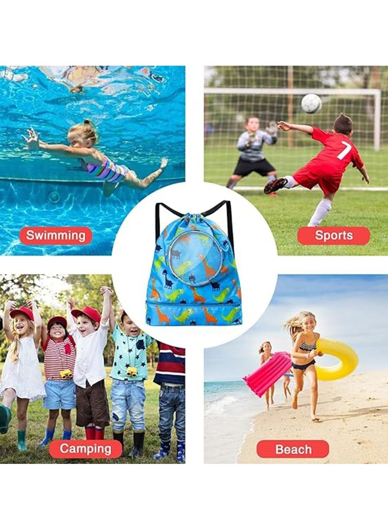 CMGTYYD Children's Swimming Bag, Durable Swimming Drawstring Backpack, Dry Wet Separation Beach Bag, Breathable and Waterproof Drawstring Backpack,with Shoe Compartment, Large Size - Image 3
