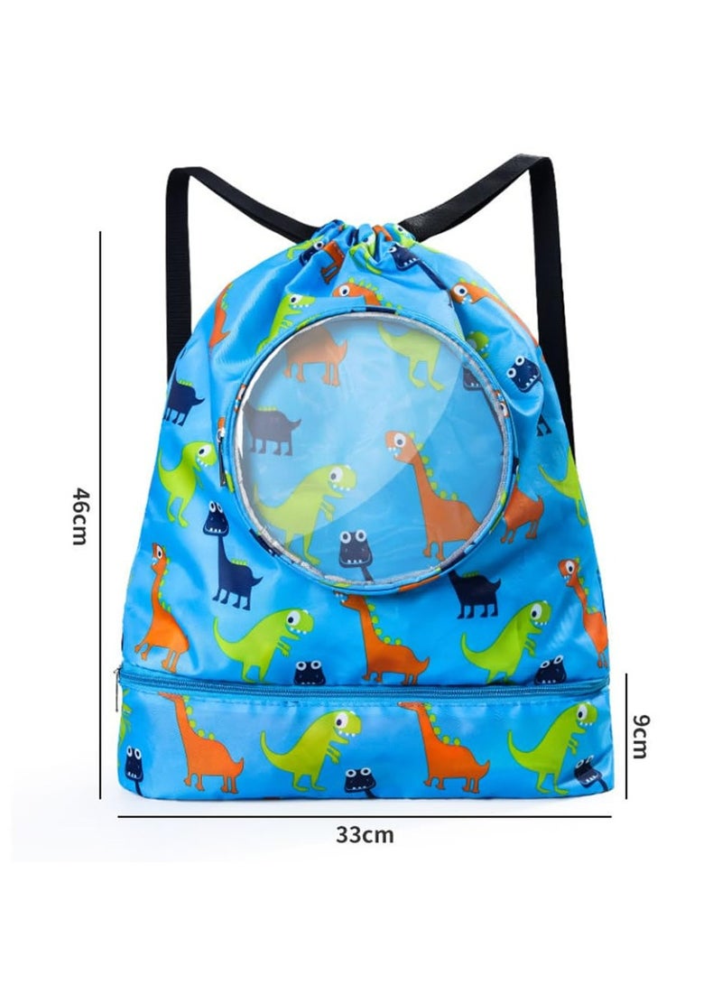 CMGTYYD Children's Swimming Bag, Durable Swimming Drawstring Backpack, Dry Wet Separation Beach Bag, Breathable and Waterproof Drawstring Backpack,with Shoe Compartment, Large Size - Image 5