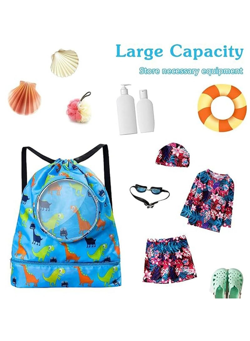 CMGTYYD Children's Swimming Bag, Durable Swimming Drawstring Backpack, Dry Wet Separation Beach Bag, Breathable and Waterproof Drawstring Backpack,with Shoe Compartment, Large Size - Image 4