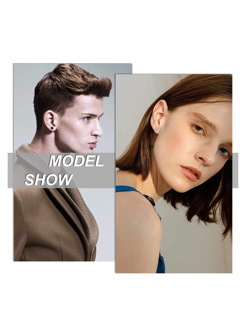 Excefore 4 Pack Earrings for Women Men Rainbow Cubic Zirconia Simulated Diamond 18K Gold Plated Studs Set Hypoallergenic for Sensitive Ears Piercing 5mm - Image 3