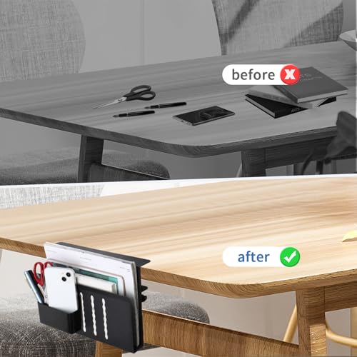 osseph Desk Side Storage, Desk Laptop Holder with Anti-Scratch Pad & Magnetic Pen Holder, No Drill Hanging Table Organizer for Office and Home Fits Flat Edge 0.3" to 2.3" - Image 2