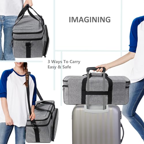 IMAGINING Carrying Case for Cricut Maker 3, Maker 4, Double-Layer Machine Bag with Cover for Cricut Explore 4, Explore 3, Explore Air 2, Storage Organizer for Cricut Accessories and Tools - Image 5