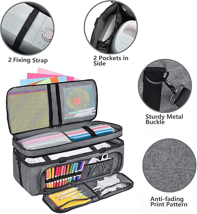 IMAGINING Carrying Case for Cricut Maker 3, Maker 4, Double-Layer Machine Bag with Cover for Cricut Explore 4, Explore 3, Explore Air 2, Storage Organizer for Cricut Accessories and Tools - Image 3