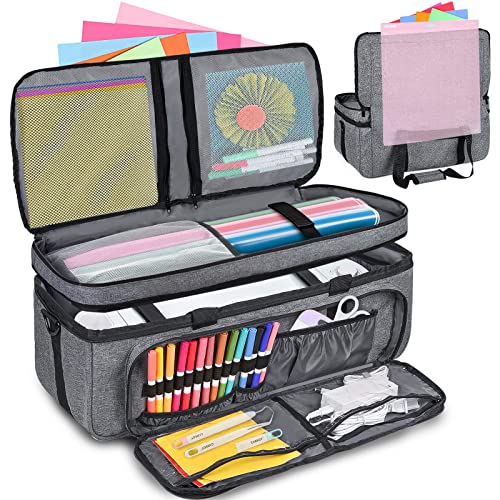 IMAGINING Carrying Case for Cricut Maker 3, Maker 4, Double-Layer Machine Bag with Cover for Cricut Explore 4, Explore 3, Explore Air 2, Storage Organizer for Cricut Accessories and Tools - Image 1