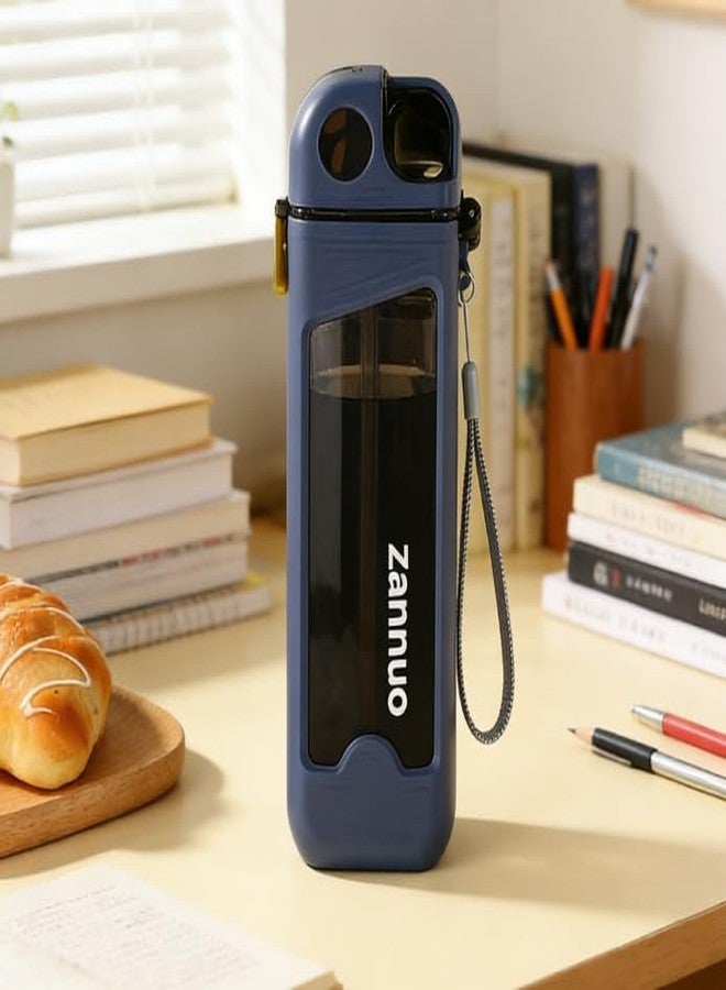 11.84oz Square Water Bottle, Universal For All, Summer Stylish Design, Large Capacity, Portable Plastic Sports Bottle，Blue - Image 3