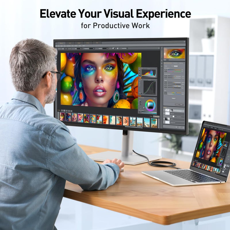 Cable Matters Unidirectional USB C to DisplayPort 1.4 Cable - 6ft, Support 8K@60Hz / 4K@240Hz, Thunderbolt 4 to DisplayPort Cable, Display Port to USB C, Black - Not for Portable USBC Monitor - Image 5
