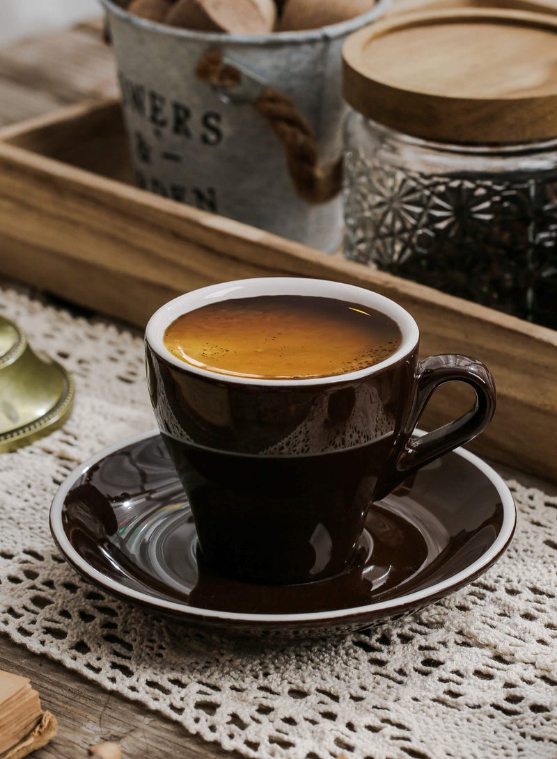 شور طقم فناجين قهوة سيراميك، فناجين قهوة إسبريسو، فناجين وصحون، مناسب للمنزل، المكتب، المطاعم، حفلات الحديقة، طقم شاي ما بعد الظهيرة. - Image 1