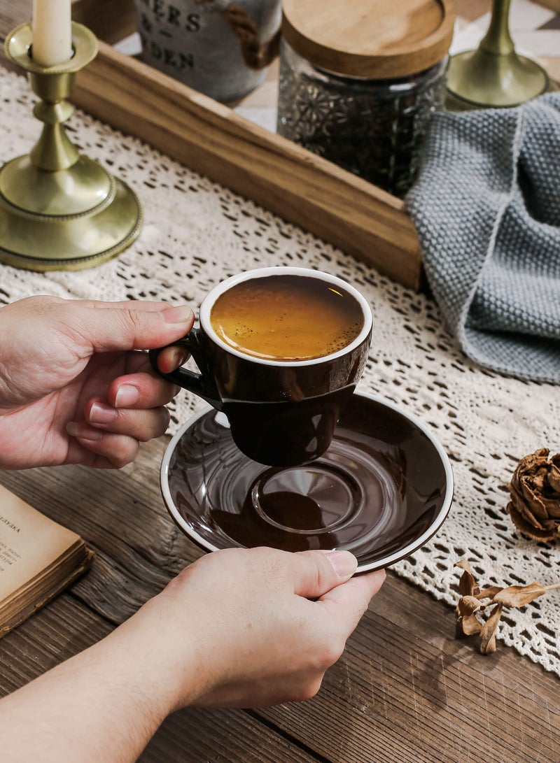 شور طقم فناجين قهوة سيراميك، فناجين قهوة إسبريسو، فناجين وصحون، مناسب للمنزل، المكتب، المطاعم، حفلات الحديقة، طقم شاي ما بعد الظهيرة. - Image 3