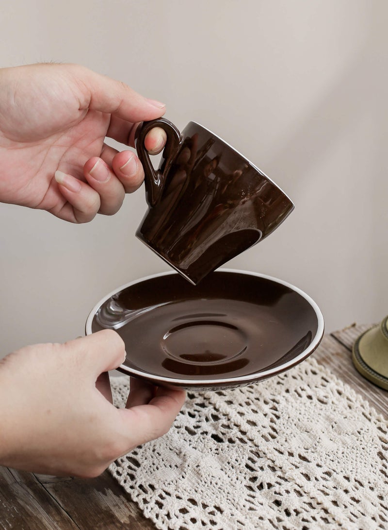 شور طقم فناجين قهوة سيراميك، فناجين قهوة إسبريسو، فناجين وصحون، مناسب للمنزل، المكتب، المطاعم، حفلات الحديقة، طقم شاي ما بعد الظهيرة. - Image 4