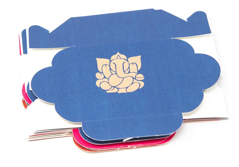 Desi Favors Ganesh Sweet Boxes for Indian Sweets, Cookies, Goodies, Mithai, Candy, Gift Boxes Handmade Bulk Mithai Box, Favor Boxes for Wedding, Pooja, 2.95x2.95x1.37 Inch (Pack of 8) - Image 4