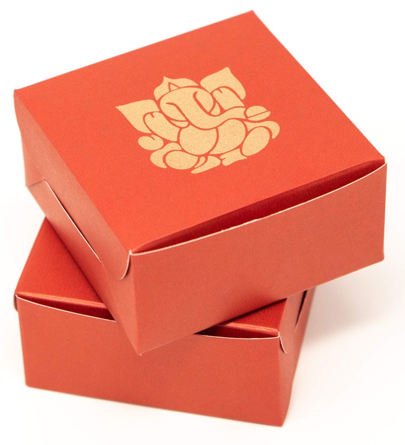 Desi Favors Ganesh Sweet Boxes for Indian Sweets, Cookies, Goodies, Mithai, Candy, Gift Boxes Handmade Bulk Mithai Box, Favor Boxes for Wedding, Pooja, 2.95x2.95x1.37 Inch (Pack of 8) - Image 5