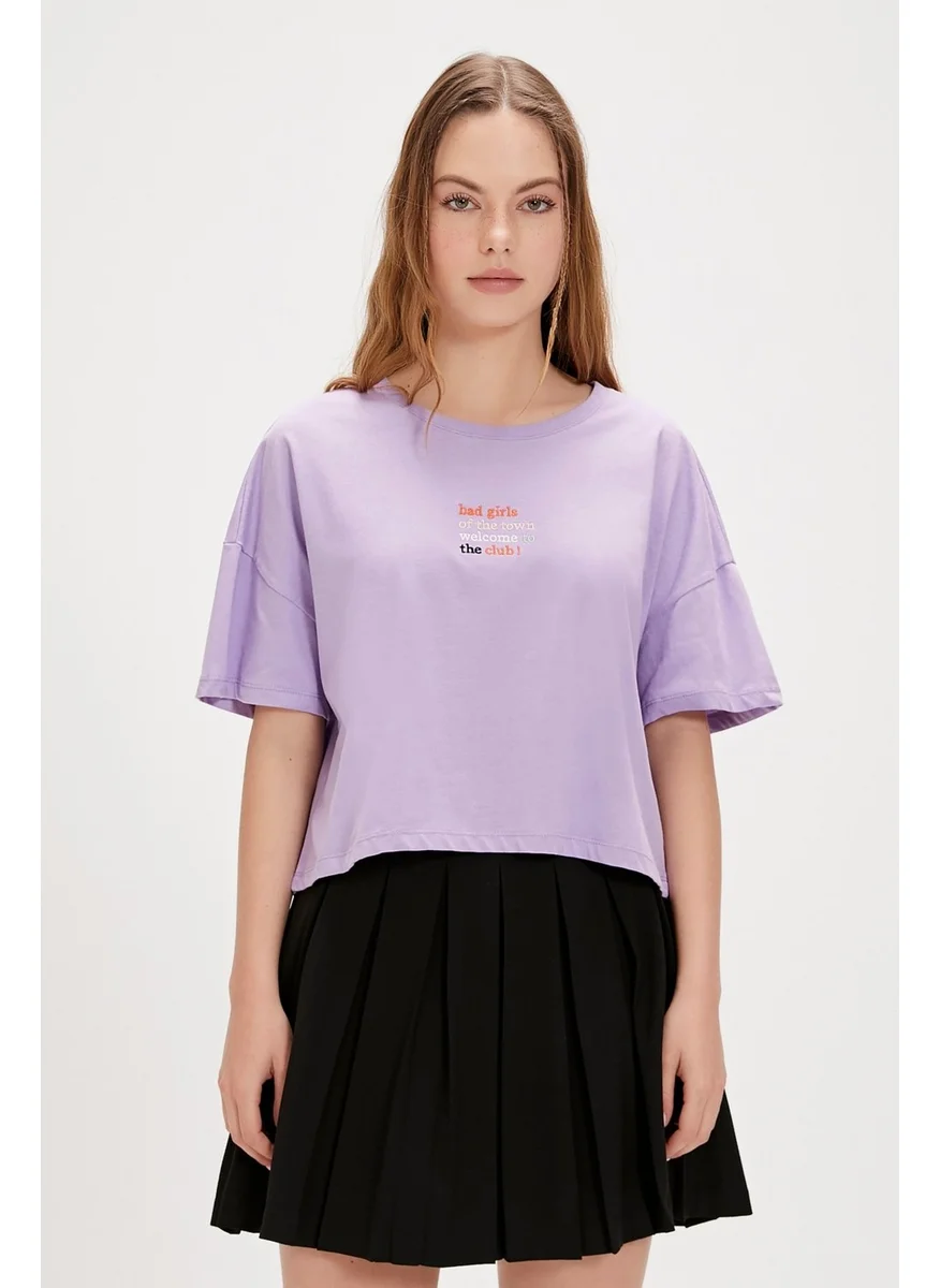Bad Bear Town Purple Printed Women's T-Shirt