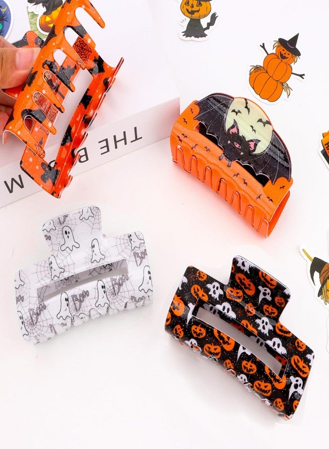 CAVETEE Halloween Hair Claw Clips for Women, 4 Pack Pumpkin Bat Ghost Barrettes Hair Accessories for Halloween Party Gifts - Image 5