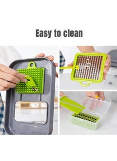 MIXDE Vegetable Slicer Onion Chopper, 22 in 1 Vegetable and Fruit Slicer with 14 Stainless Steel Blades, Adjustable Vegetable Cutter with Drain Rack Storage Container, Food Chopper Kitchen Gadget  - Image 3
