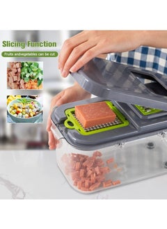 MIXDE Vegetable Slicer Onion Chopper, 22 in 1 Vegetable and Fruit Slicer with 14 Stainless Steel Blades, Adjustable Vegetable Cutter with Drain Rack Storage Container, Food Chopper Kitchen Gadget  - Image 5