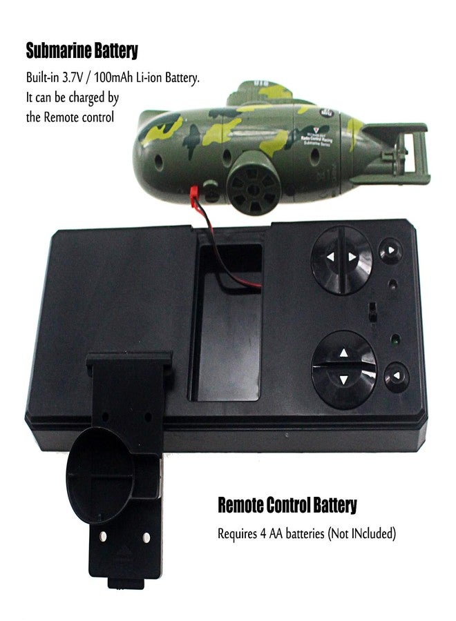 Tipmant Mini RC Submarine Remote Control Boat Ship Military Model Electronic Water Toy Diving for Fish Tank Water Tub Kids Birthday Gift (Green) - Image 4