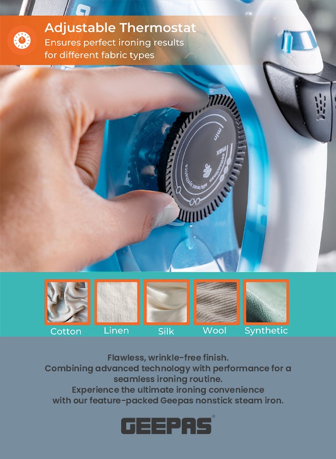 GEEPAS Multifunctional Steam Iron  With Non-Stick Soleplate, Wet/Dry Function/Temperature Control, Dry/Steam Burst/Steam/Vertical Steam/Spray Function 120 ml 1800 W GSI7783N Multicolour - Image 4