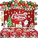 Coosilion Christmas Party Decorations Balloon Arch Garland Kit for Kids with Green Red Balloons Merry Christmas Backdrop Banner Tablecloths Hanging Swirls Pendant for XMAS Decorations Supplies - Image 2