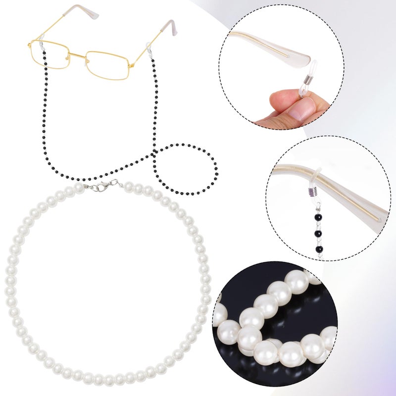 Dxhycc Old Lady Costume Set for 100 Day Granny Costume Accessories Eyeglasses Glasses Chain Necklace Inflatable Cane - Image 4