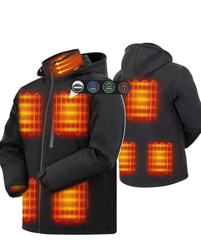 ARRIS Men`s Heated Jacket, Electric Heating Coat with 7.4V Battery and Detachable Hood - Waterproof, 8 Heating Areas - Image 1
