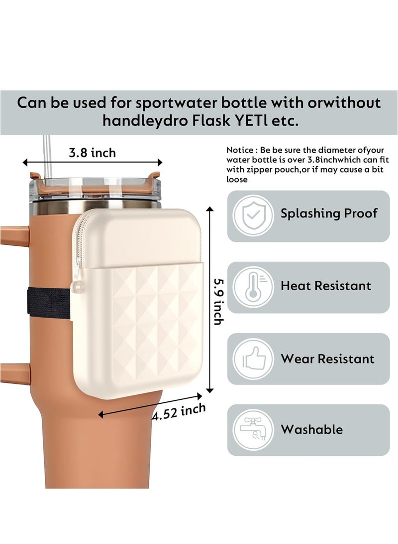 KASTWAVE Water Bottle Pouch for Stanley Quencher Adventure 40oz & for Stanley IceFlow 20oz 30oz Tumbler, Portable Gym Tumbler Accessories, Water Bottle Zipper Pouch for Cards, Keys, Khaki - Image 5