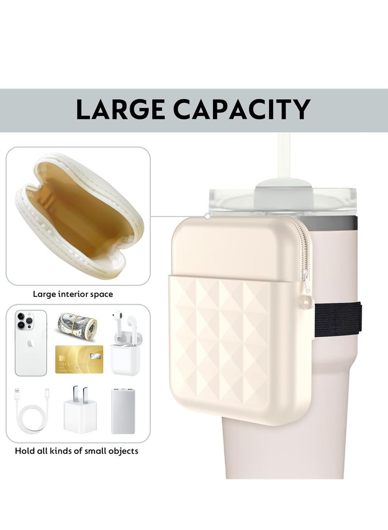 KASTWAVE Water Bottle Pouch for Stanley Quencher Adventure 40oz & for Stanley IceFlow 20oz 30oz Tumbler, Portable Gym Tumbler Accessories, Water Bottle Zipper Pouch for Cards, Keys, Khaki - Image 2