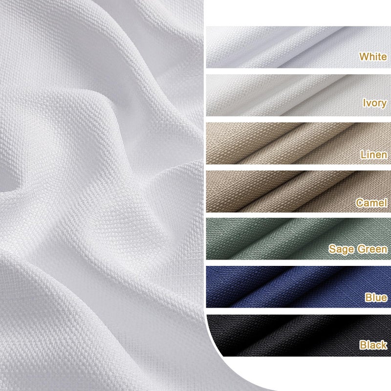 Lecloud Bessie White Kitchen Curtains 36 Inch Length 2 Panels Set  Faux Linen Textured Curtain Tiers  Light-Filtering Short Window Curtains for Basement Dining Room  Each 30 W x 36 L - Image 5