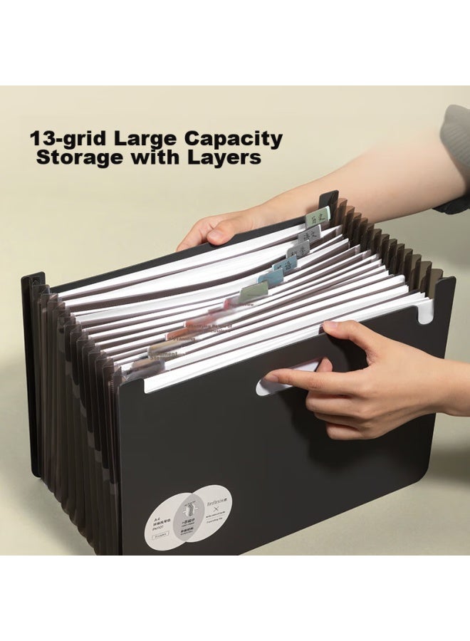 Deli 13-Compartment A4 Vertical Large-Capacity Accordion File Folder, Exam Paper Storage Bag, File Folder, Exam Paper Folder, Accordion Folder, Multi-Layer Extendable Student Storage Folder, Document Protection, Pm101 Green - Image 3
