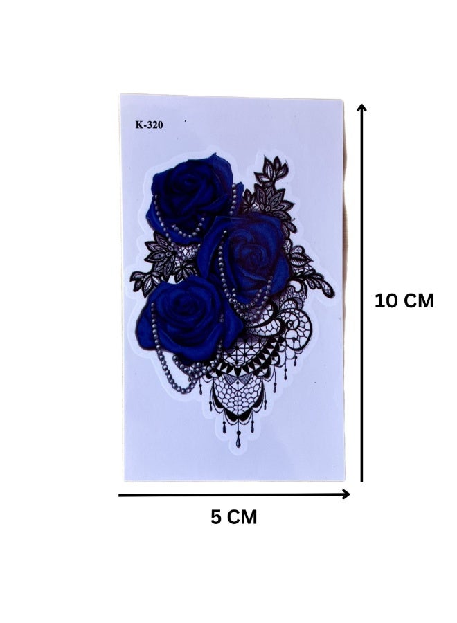 Generic Temporary Tattoo Blue Flowes For All Skins, 10x5 Cm Multicolor - Image 2