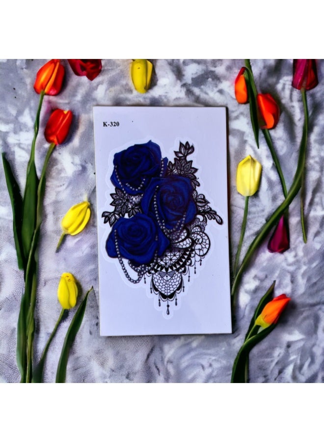 Generic Temporary Tattoo Blue Flowes For All Skins, 10x5 Cm Multicolor - Image 1