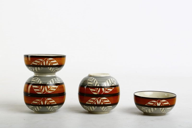 Caffeine Caffeine Ceramic Handmade Leaf Print Dining Bowl Set of 6 - Image 3