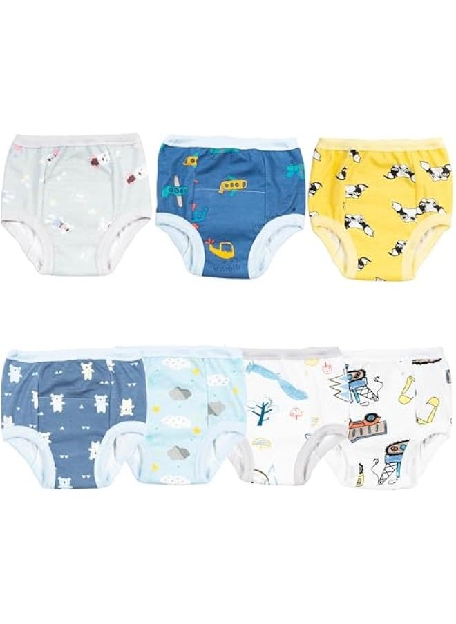 Beauenty 7PCS Baby Potty Training Underwear, Breathable Potty Training Pants, Toddler Training Underwear for 0-3 Years Baby Strong Absorbent Cotton Cute Training Pants (Boy, S)  - Image 1