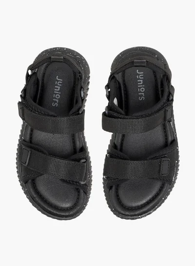 JUNIORS Boys Solid Strap Sandals with Hook and Loop Closure