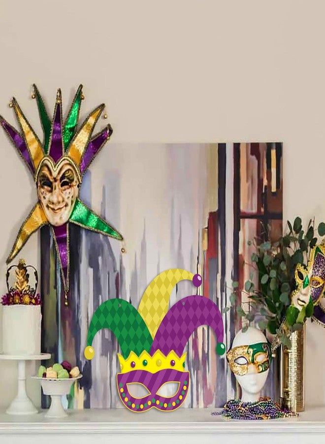Laisgee Mardi Gras Door Sign Fat Tuesday Wood Door Hanger Masquerade Mask Front Door Porch Spring Festival Wreath Decorations - Image 5