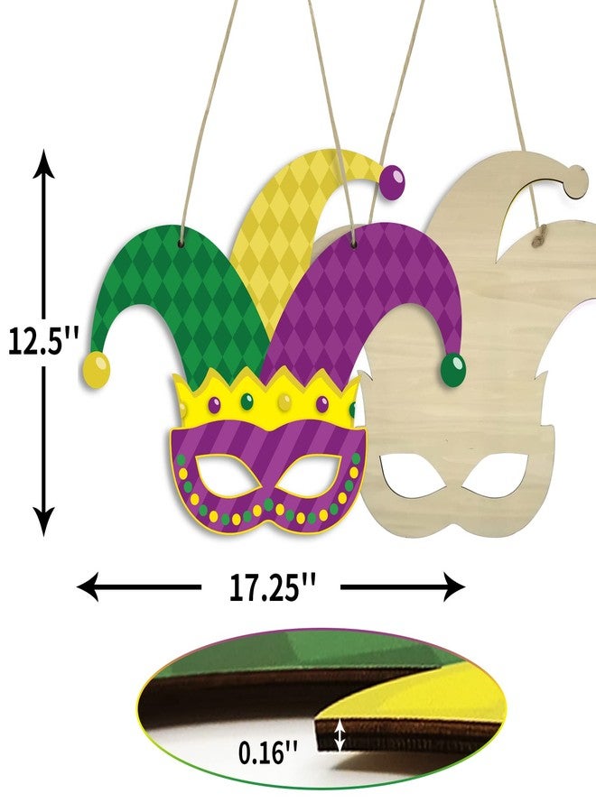 Laisgee Mardi Gras Door Sign Fat Tuesday Wood Door Hanger Masquerade Mask Front Door Porch Spring Festival Wreath Decorations - Image 3
