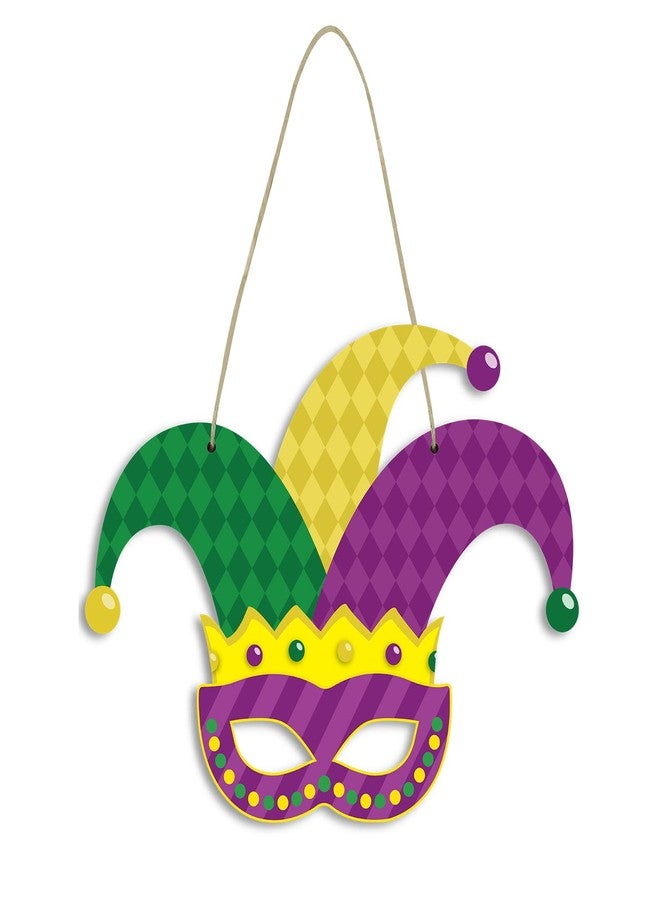Laisgee Mardi Gras Door Sign Fat Tuesday Wood Door Hanger Masquerade Mask Front Door Porch Spring Festival Wreath Decorations - Image 1