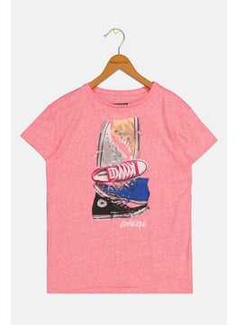 Kids Girl Sportswear Short Sleeve Outdoor T-Shirt, Pink Combo
